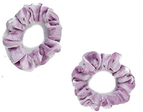Mytoptrendz® 2 Pieces- Ultra Petite Hair Scrunchies Soft Velvet Traceless Scrunchie Soft Smooth Velvet Hair Ties for Women Girls Hair Elastic Band Ponytail HolderHair Accessories (Lilac)