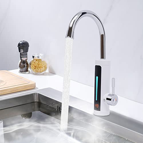 3300W Elektrische Wasserhahn LED Temperaturanzeige Küchenarmatur Sofort Heizung Durchlauferhitzer Armatur für Bad und Küche