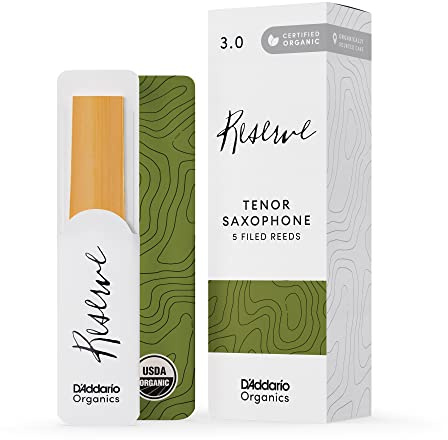D'Addario Organic Reserve Tenor Saxophone Reeds - Sax Reeds - Individually Sealed - 3.0 Strength, 5 Pack