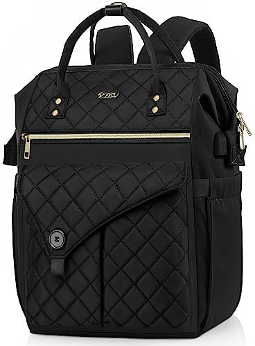 Rucksack Damen, 15,6 Zoll Rucksack Schulrucksack Mädchen Teenager mit USB Ladeanschluss, Schultasche für Universität, Reisen, Schule, Arbeit Frauen, Schwarz