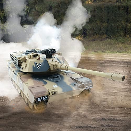 efaso Ferngesteuerter Panzer - Panzer ferngesteuert mit Schussfunktion / 360 Grad drehbarer Turm mit Sound und Licht 1:18 - Panzer Modell/RC Panzer Camouflage