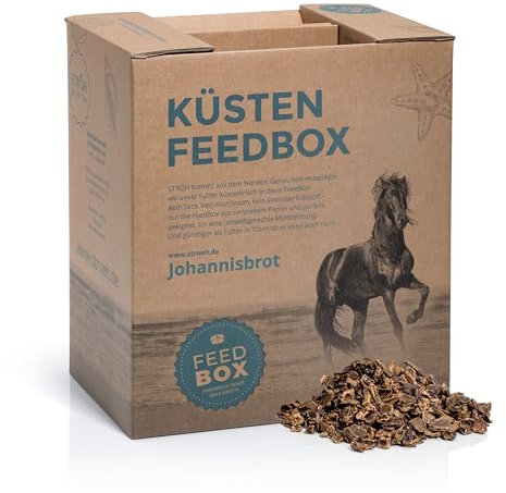 STRÖH Johannisbrot Pferd (7kg Feedbox) • Bei Durchfall & Darm-/Verdauungsproblemen bei Pferden • Pferdefutter als Leckerli & Futterzusatz