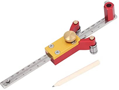 Natudeco Wheel Marking Gauge Woodworking Marking Scriber Kit 200mm Wood Marking Tools Sliding Scribe Tool Parallel Linear Arc Drawing Height Measurement for Ceramic Iron Acrylic Wood Glass