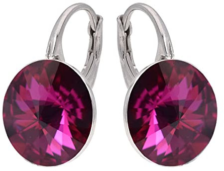 Rivoli Ohrringe Österreichische Zirkonia 925 Silber - Schmuck für Frauen und Mädchen - Hängeohrringe Ideal für Geschenke für Frauen (Fuchsia)