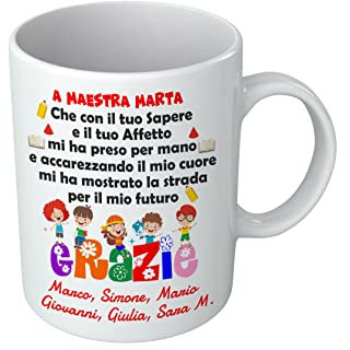 Puzzletee Tazza per Maestra Personalizzabile - Nome Maestra - Nomi Bambini - Cara Maestra - Grazie - Mostrato la strada per il futuro - Maestre bambino - Tazze con scritte - educatrice - Idea Regalo