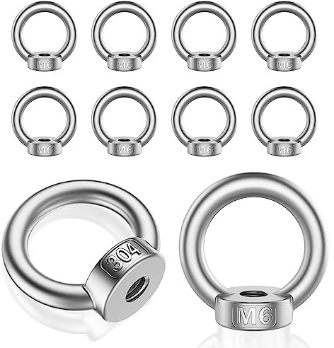 MOGADEE® Ringmutter M6, 10 Stück 304 Edelstahl Ringmuttern, Hardware Ringösen für Hebezubehör Ringmutter