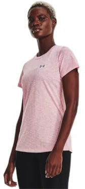 Under Armour Tech Dash T-shirt à manches courtes pour femme, Rose Prime - Argent métallisé, Taille XL