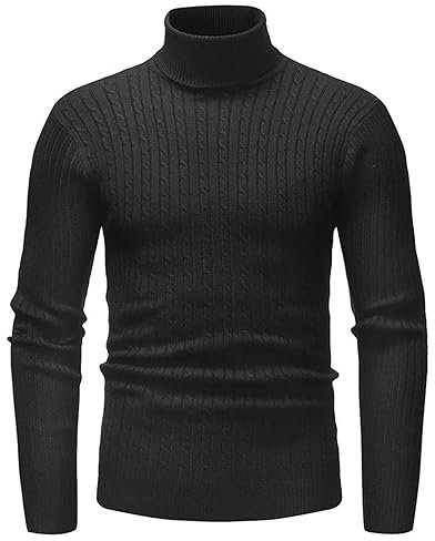 rtdgcv Pullover Herren Senfgelb Herren-Pullover für Herbst und Winter, modisch, lässig, warm, kalt, langärmelig Schaffell Mantel Herren (Black, L)