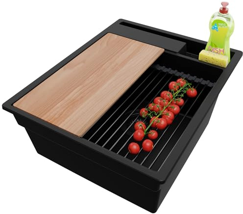 PRIMAGRAN Spülbecken ab 45er Unterschrank + Ablauf-Set, 43x53cm