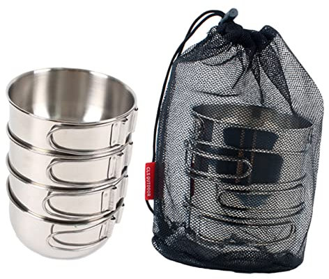 BESPORTBLE 1 Satz Picknick-Kombination geschirr Outdoor-Campingschüsseln Mini-Geschirr Besteck faltbare Schalen Camping-Faltnäpfe falten faltbare Schüssel 4-teiliges Set Rostfreier Stahl