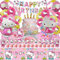 Nutrir 101 PCS Kitty Partygeschirr, Party Supplies Set, Decorations Partygeschirr, Tischdeko Kindergeburtstag Party Zubehör Luftballon Tischdecke Teller Becher Servietten