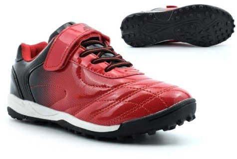 Boys Football Shoes Size 6 Boys Football Boots Size 4 Astro Turf Trainers Touch Fasten Shoe Touch Fastening Shoe Elastic Lace Sizes 10 Child - 6 Black/Red 2 UK