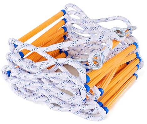 BRETANGME Fire Escape Ladder 26.2FT with 2 Heavy Hooks – Emergency Safety Rope Ladder for 2-4 Story Homes, 2000 lbs, Anti-Slip Rungs, Flame Resistant, Reusable & Portable for Adults and Kids
