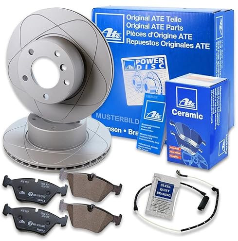 ATE Bremsenset Vorderachse inkl. PowerDisc Bremsscheiben vorne Ø312 mm belüftet und Ceramic Bremsbeläge vorne + Warnkontakt Kompatibel mit AUDI, SEAT LEON, SKODA KODIAQ, OCTAVIA, VW GOLF, PASSAT