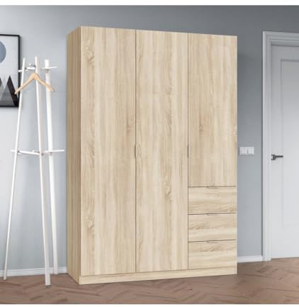 Armoire 3 Portes ET TIROIRS Andromeda - Chêne