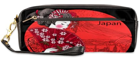 TropicalLife Geisha Federmäppchen aus PU-Leder für Kinder, Mädchen, Jungen, Männer, Frauen, japanisches Federmäppchen, Reißverschluss, Schreibwaren, Kosmetik, Make-up-Tasche, farbe, Einheitsgröße,