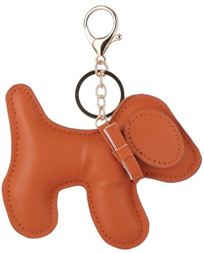 SHYCown Hunde-Leder-Schlüsselanhänger, Taschenanhänger, Geldbörsen-Dekoration, Orange/Abendrot im Zickzackmuster (Sunset Chevron), Medium