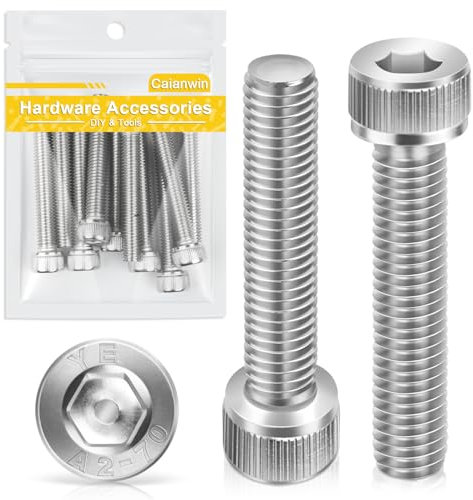 Viti a testa cilindrica M8 x 50 mm con esagono incassato, 10 pezzi, Caianwin DIN 912 in acciaio inox (A2 V2A) per macchine industriali, veicoli a motore, edilizia