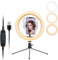 LED Dimmable Desk Makeup Ring Light 10 in with Tripod Stand & Phone Holder for Live Streaming & YouTube Video,Photography, Shooting with 3 Light Modes & 10 Brightness Level