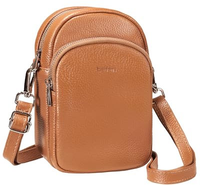 befen Echtleder Handytasche zum Umhängen, RFID-Blockierung Handy Umhängetasche Damen Leder, Handytasche mit Geldbörse zum Umhängen, Crossbody Bag mit Verstellbar Schultergurt