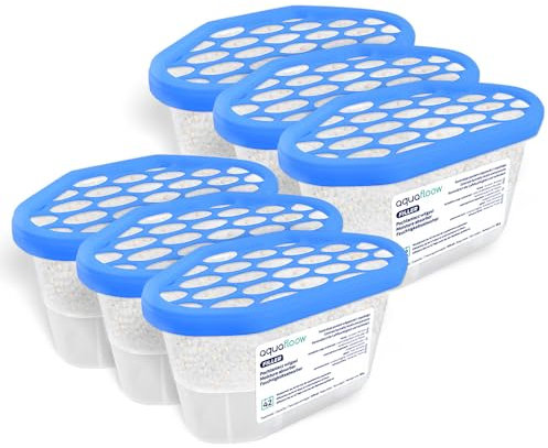 Aquafloow Deshumidificador 400 ml, Antihumedad Habitación 6 Piezas | Neutralizador de Olores, Absorbente de Humedad para Cocina, Armario, Baño, Estudio, Ropa