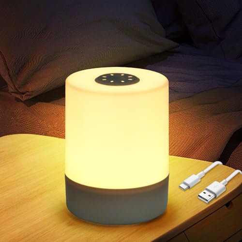 VMUTGA Lampe de Chevet LED, Petite Lampe de Table Sans Fil, Lampe de Chevet à Intensité Variable Touch, Veilleuse LED, Rechargeable par USB, pour Enfants, Chambre à Coucher, Salon, Bureau, Camping