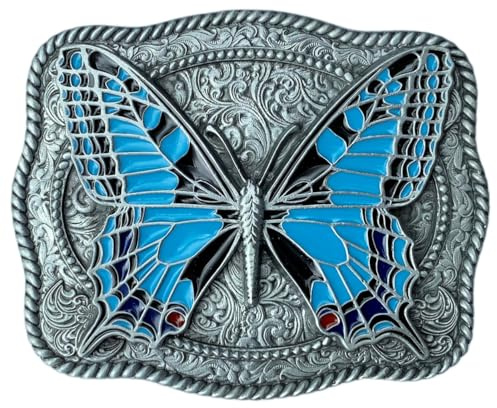DRAGON DESIGNS TANSIDE LTD. Gürtelschnalle Schmetterling Blau in Geschenkbox, blau, One size