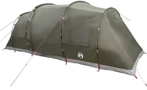 vidaXL Tunnel-Familienzelt 6 Personen Olivgrün Wasserdicht, Campingzelt, Zelt Familie, Gartenzelt, Zelt, Zelt mit Schlafkabinen, wasserdichtes Zelt