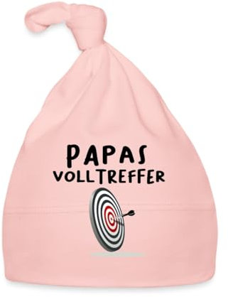 Spreadshirt Papas Volltreffer Witziger Spruch Dart Baby Baby Bio-Mütze, One Size, Rosa