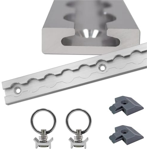 Airlineschiene 2 Meter (1975mm) eckig Silber eloxiert im Set mit 2 Ösen und 2 Endkappen, Alu Zurrschiene robust, hohe Stabilität und Langlebigkeit, Anhänger, PKW, Camper, Wohnmobil Airline- Schiene