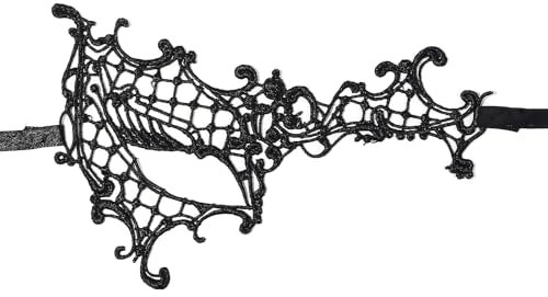 JewelryWe Masque Carnaval Femme Dentelle: Masque Vénitien Femme Dentelle Noir Sexy et Élégant Demi-Masque Borgne Légère pour Déguisement,Bal de Maquillage,Mascarade - Cadeau Halloween