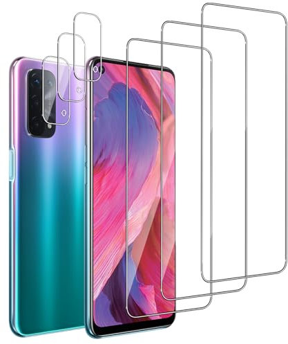 QZJinchen Lot de 6, 3 x Verre Trempé pour OPPO A54 5G et 3 x Protection Caméra Arrière. bords incurvés 2.5D,Dureté 9H Glass,HD Transparent,Compatible avec OPPO A54 5G