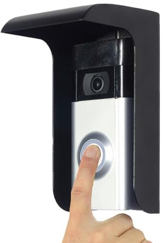 Doorbell Rain Cover,Black Metal Ring Doorbell Protector,Small Video Doorbell Shield,Outdoor Access Control Keypad Cover for Most Camera Doorbells