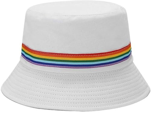 Vobumix Regenbogen-eimerhut, Süßer Fischerhut, Doppelte Seitenkappe, Reisekopfzubehör Für Outdoor-wandern, Camping, Angeln