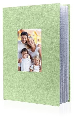 Bieiyhe Fotoalbum zum Einkleben 22 X 33 cm,Scrapbook Album,Photo Album Leinen,Fotoalbum Hochzeit Jahrestag,Fotoalbum Geburtstag,Fotobuch zum Selbstgestalten,Familien Fotoalbum Einsteckalbum-Hellgrün