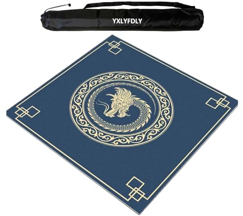 YXLYFDLY Quadratische Mahjong-Matte mit schwarzer Tragetasche, rutschfeste und verschleißfeste Tischabdeckung, Tischmatte für Mahjong Paigow Poker und Legespiele (60 cm)