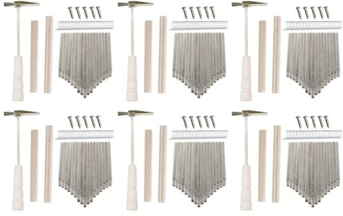 Mauedest 6 x 17 Tasten Kalimba DIY Kit Thum Piano Ersatzteile mit Tasten Bridge Tuning Hammer Kit Kalimba Zubehör