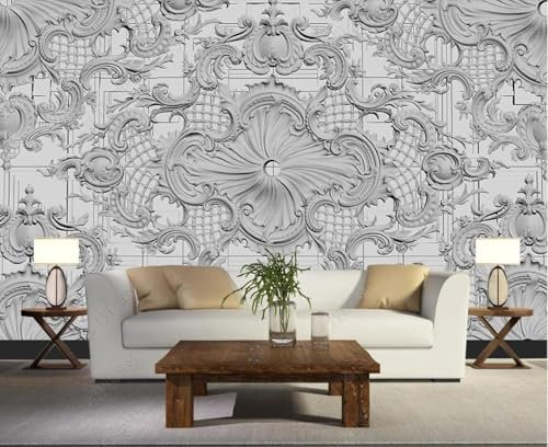XLMING Scultura In Gesso Geometria 3D Carta Da Parati Casa Soggiorno Divano Soggiorno Camera Da Letto TV Sfondo Muro-200cm×140cm