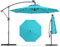 GOPLUS 3M Parasol Deporte avec 32 LED Solaires, Parasol de Jardin Extérieur 8 Baleines avec Tissu Protection Solaire, Parasol Inclinable Rotatif à 360° pour Patio, Base Non Incluse (Turquoise)