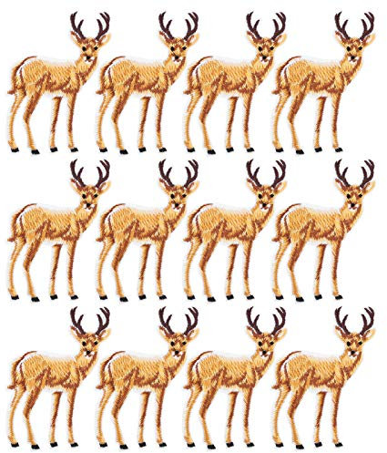 12pcs Hirsch -Eisen auf Flecken, Stickstoffaufkleber Hirsch Stickstoffaufkleber Bag Stickerei Applique Sticker Aufkleber