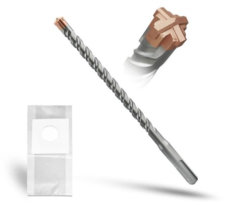 METOTY Broca SDS Plus de 10 mm × 110 mm, con 4 cuchillas de metal duro, cabeza con revestimiento, broca de piedra, martillo de hormigón, para piedra, hormigón, piedra natural, pared de ladrillo