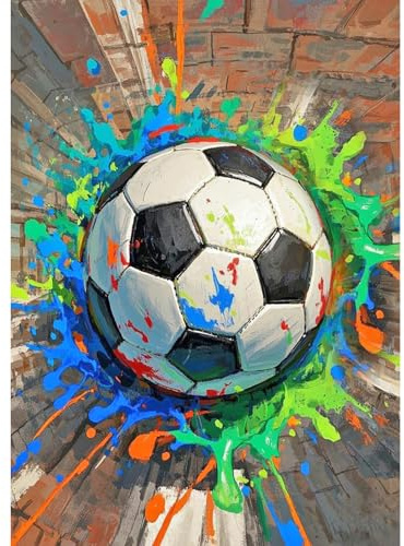 SHEGZHUC Diamond Painting Erwachsene Fussball Sport, 30x40cm Diamant Malerei Bilder Fußball Pop Art, Mosaik Stickerei Kreuzstich Kunst Geschenk, Wanddekoration für Schlafzimmer Wohnzimmer