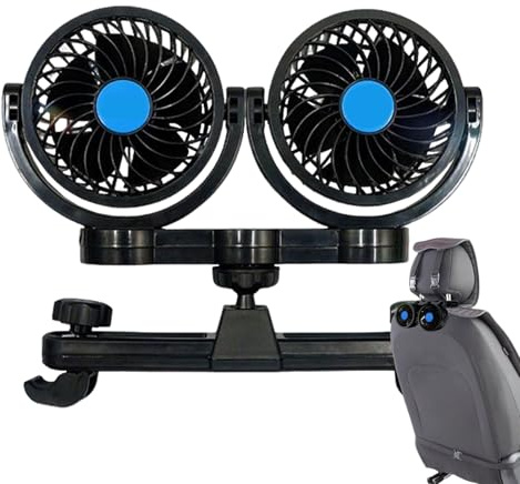 Car Backseat Fan - Backseat Headrest Fan,Portable Adjustable Plug And Play Double Vent Cooling System For Kids Pet Truck Camping Travel