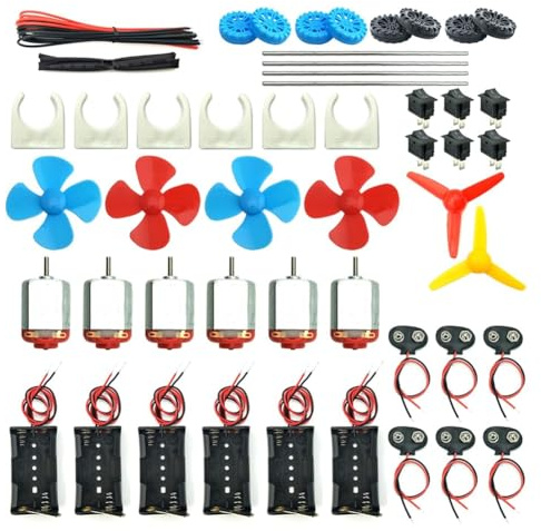 Breeshy Gleichstrommotor-Bausatz, Mini-Hobbymotor 3 V - 12 V, 25.000 Min, Stark Magnetisch, mit Wellenpropeller, Batteriehalter
