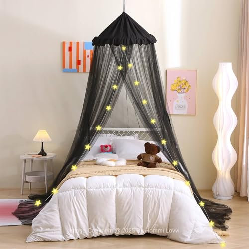 Hommi Lovvi Betthimmel für Jungen mit Sternenlichtern, Kinder-Baldachin, Bettvorhänge für Doppelbett, Queen-Size-Bett, hängende Baldachin für Schlafzimmer, Dekoration, Kinder und Erwachsene