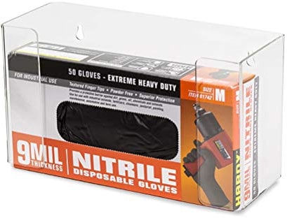 Gonetre Gloves Storage Box Transparent Wall Mount Acrylic Gloves Dispenser Clear Container For Kitchen Hospital 24.1x8.5x14.5CM (White)