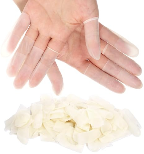 Apausvcm 100 Stück Fingerlinge,Latex Fingerlinge,Wasserdicht Fingerlinges Daumenschutz,Fingerverbände Finger Schutzkappe,Antistatisch Allgemeine Fingerlinges aus Gummi,Fingerschutz Latex Finger Cot