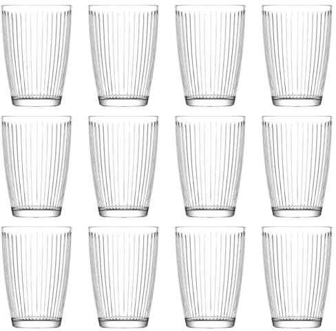 LAV 415ml Hestia Highball Glasses - Clear - 12x Tall Dishwasher Safe Glass Water Gin Juice Mixed Drink Cocktail Drinking Hi Ball Tumblers Glassware Set
