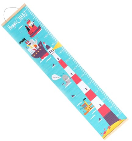 Levemolo Messlatte Wandlineal aus Strapazierfähigem Ölleinwand mit Nordischem Leuchtturm motiv Rollbar Einfach Aufzuhängen Dekorativ für Kinderzimmer und Wachstumskontrolle