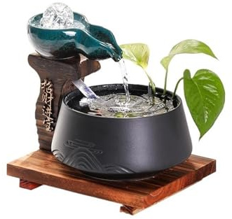 Tabletop Fountain Indoor Waterfall - Decorative Water Feature for Home Décor - Relaxing Sound and Visual Ambiance